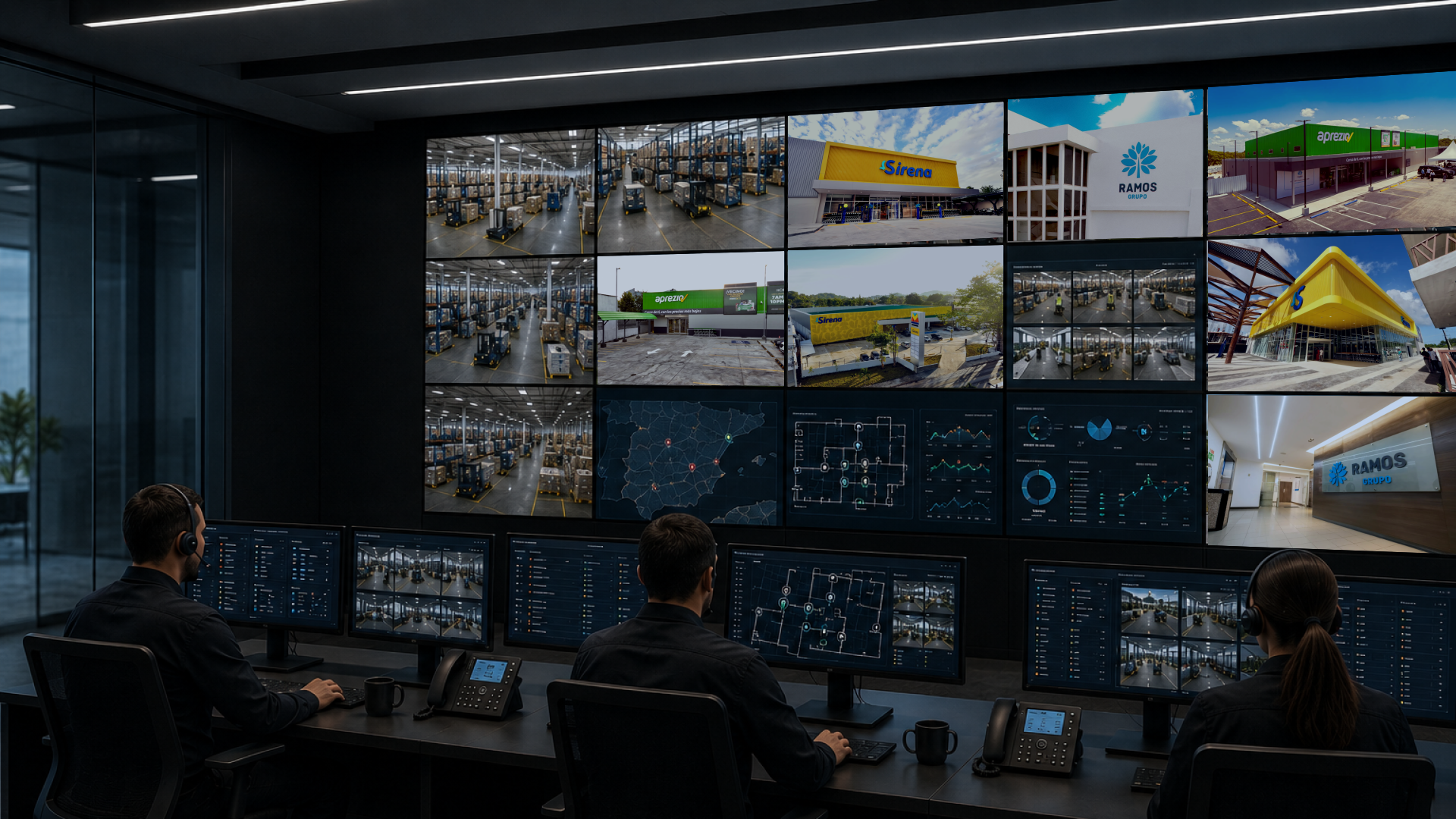 Centro de control de Grupo Ramos gestionado con Vigiplus PSIM